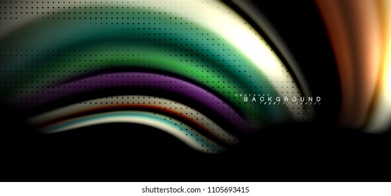 mehrfarbige Wellenlinien auf schwarzem Hintergrund, Vektordesign