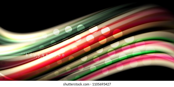 Multicolored wave lines on black background vector design