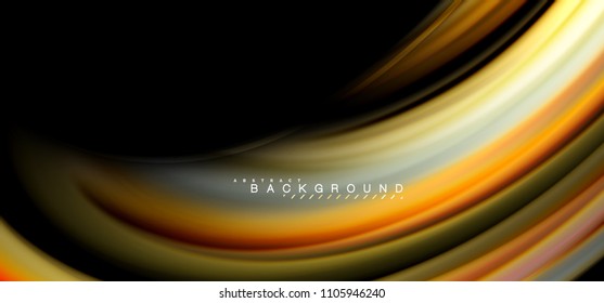 Multicolored wave lines on black background vector design
