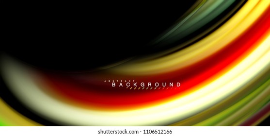 Multicolored wave lines on black background vector design