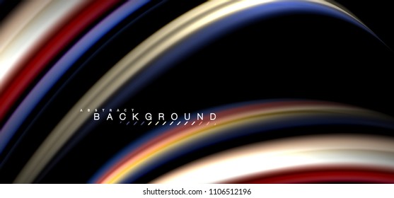 Multicolored wave lines on black background vector design