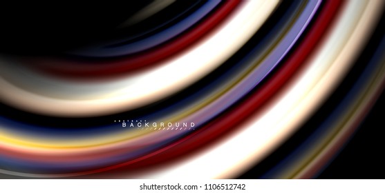 Multicolored wave lines on black background vector design