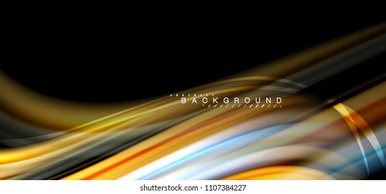Multicolored wave lines on black background vector design