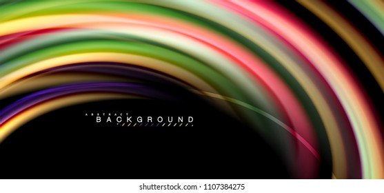 Multicolored wave lines on black background vector design