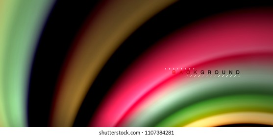 Multicolored wave lines on black background vector design