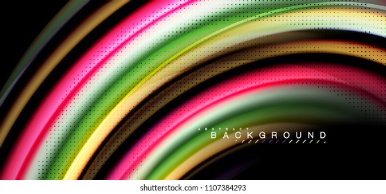 Líneas de onda multicolores sobre el diseño de vectores de fondo negro