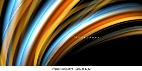 mehrfarbige Wellenlinien auf schwarzem Hintergrund, Vektordesign