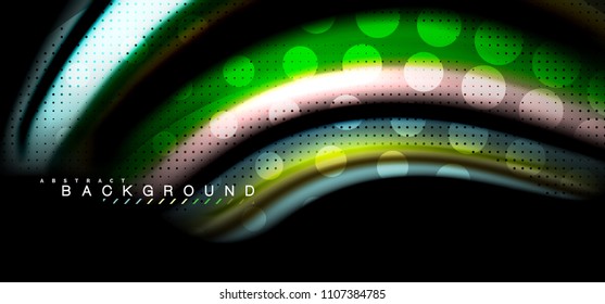 Multicolored wave lines on black background vector design