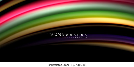 Multicolored wave lines on black background vector design