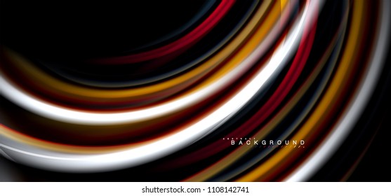Multicolored wave lines on black background vector design