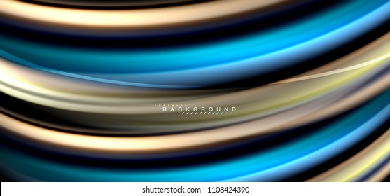 Líneas de onda multicolores sobre el diseño de vectores de fondo negro