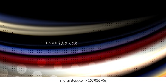 Multicolored wave lines on black background vector design