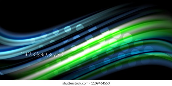 Multicolored wave lines on black background vector design