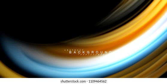 Multicolored wave lines on black background vector design