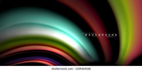 Multicolored wave lines on black background vector design