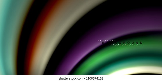 Líneas de onda multicolores sobre el diseño de vectores de fondo negro