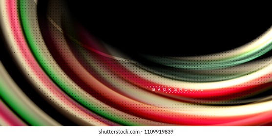 Multicolored wave lines on black background vector design