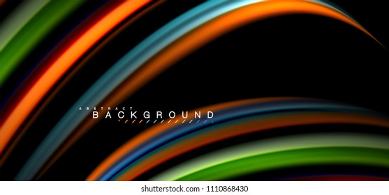 mehrfarbige Wellenlinien auf schwarzem Hintergrund, Vektordesign