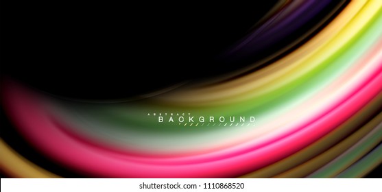 Multicolored wave lines on black background vector design