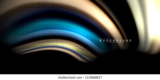 Multicolored wave lines on black background vector design