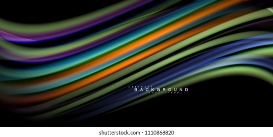 Multicolored wave lines on black background vector design