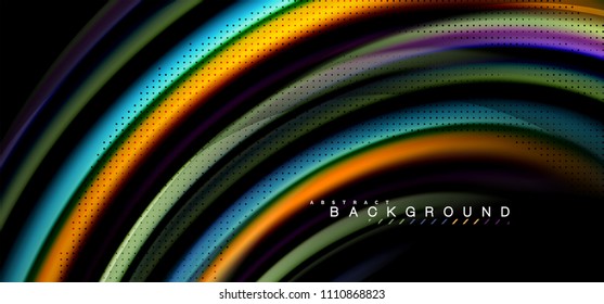 Multicolored wave lines on black background vector design