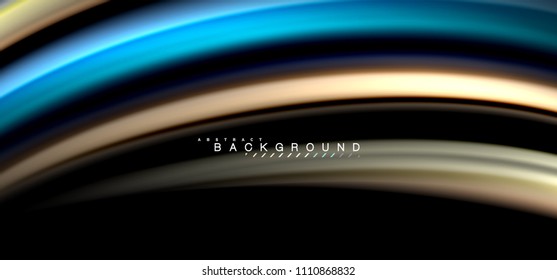 Multicolored wave lines on black background vector design