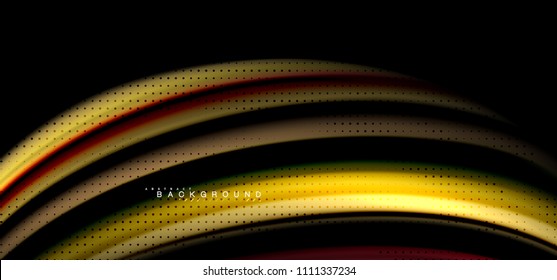 Multicolored wave lines on black background vector design