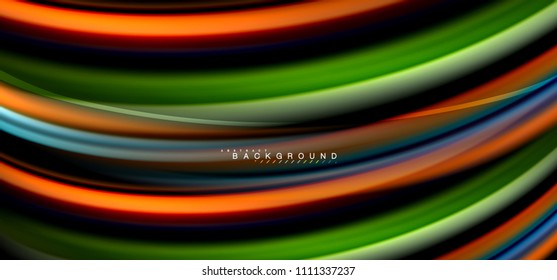 Multicolored wave lines on black background vector design