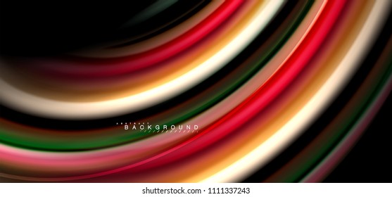 Multicolored wave lines on black background vector design