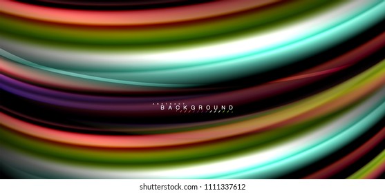 Líneas de onda multicolores sobre el diseño de vectores de fondo negro