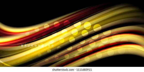 Multicolored wave lines on black background vector design