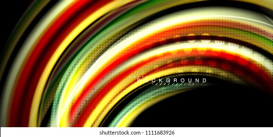 mehrfarbige Wellenlinien auf schwarzem Hintergrund, Vektordesign