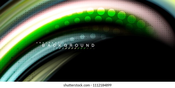 Multicolored wave lines on black background vector design