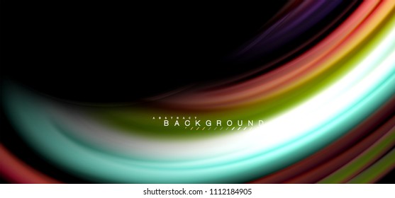 Multicolored wave lines on black background vector design