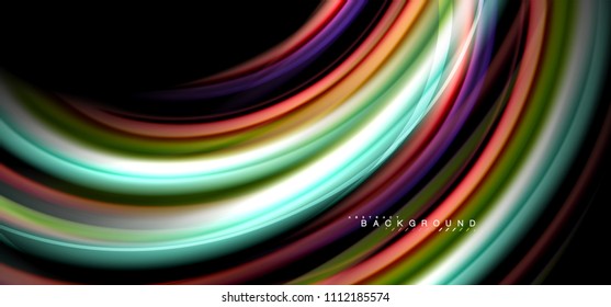 Multicolored wave lines on black background vector design
