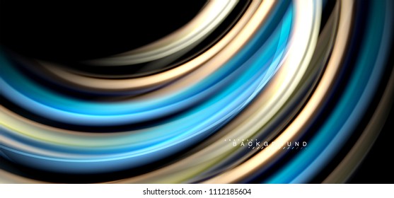 Multicolored wave lines on black background vector design