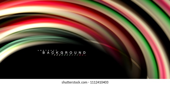 Multicolored wave lines on black background vector design