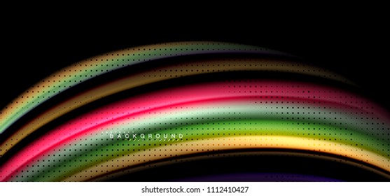 Multicolored wave lines on black background vector design