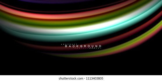 Multicolored wave lines on black background vector design
