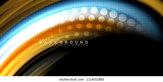 Multicolored wave lines on black background vector design