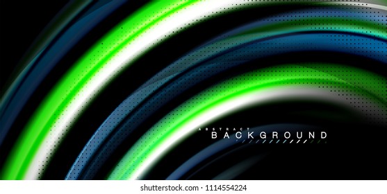 Multicolored wave lines on black background vector design