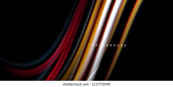 Multicolored wave lines on black background vector design