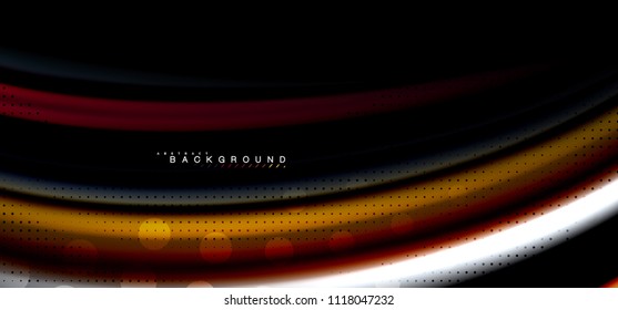 Multicolored wave lines on black background vector design