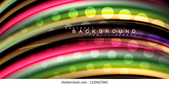 Multicolored wave lines on black background vector design