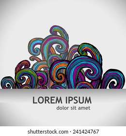 multicolored waves curls ctor .  Vector 