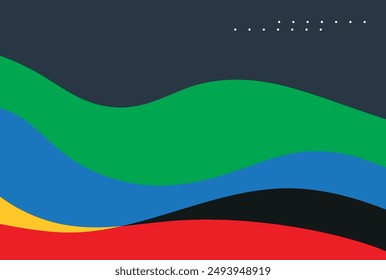 Multicolored waves on a dark background. Futuristic abstract composition. Vector illustration