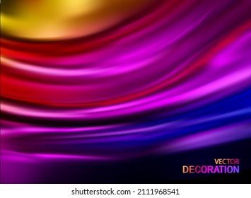 Multicolored  Waves. Vector Abstract Background.  Elegant Silk Texture. Satin Luxury Cloth  Wavy Folds. Template for Design, Banner