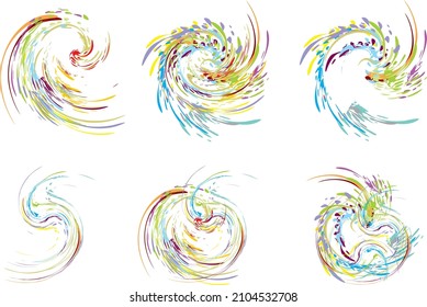 Multicolored wave-shaped splashes on white for your creative ideas. Rainbow wave-like bursts for backgrounds and textures, prints and textiles, fabric products, logos, web icons, fashion trends, etc.