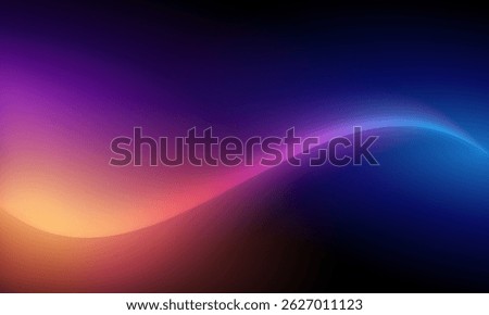 Multicolored wavy bright glowing line on a black background. A vibrant abstract design with a smooth gradient of colors, transitioning seamlessly from warm hues to cool tones. Vector image.